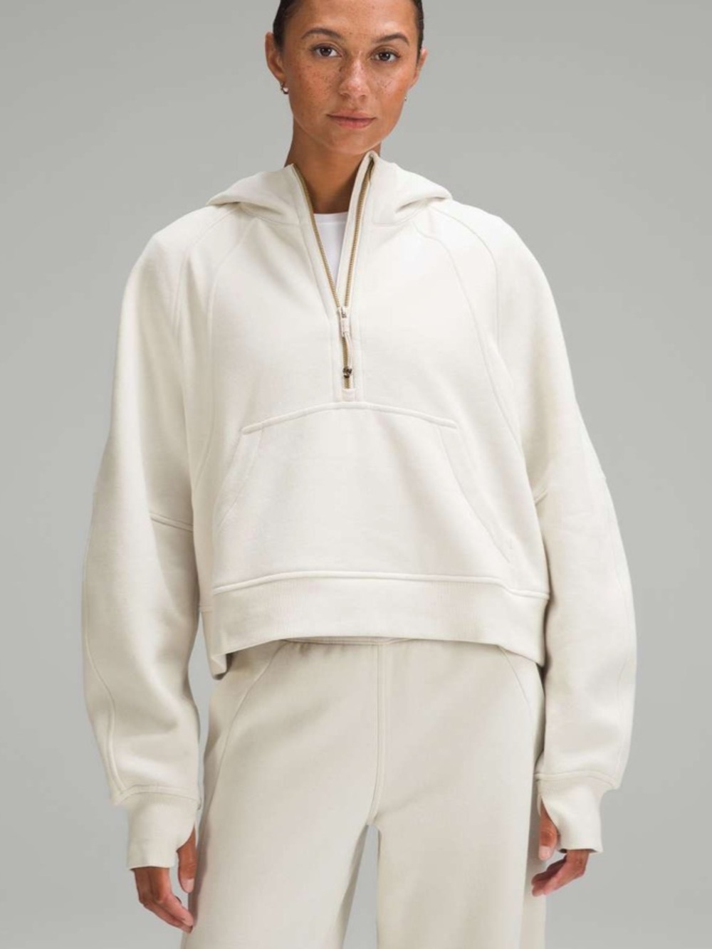 Lululemon Scuba Oversized Half-Zip Hoodie Size XS/S - Bone & Gold